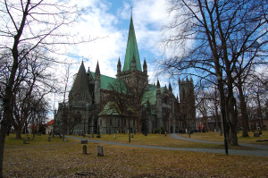 Title: Nidaros Cathedral Exterior Source: Petr Šmerkl, Wikipedia "Nidaros cathedral Trondheim 2009 1." Wikimedia Commons. web address, accessed 28 July 2015. This file is licensed under the Creative Commons Attribution-Share Alike 3.0 Unported license.
