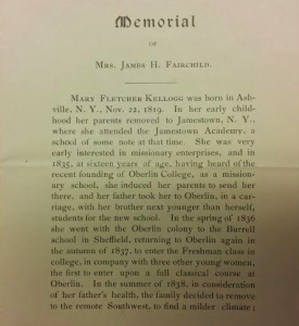 Memorial, Mrs. Mary Fairchild