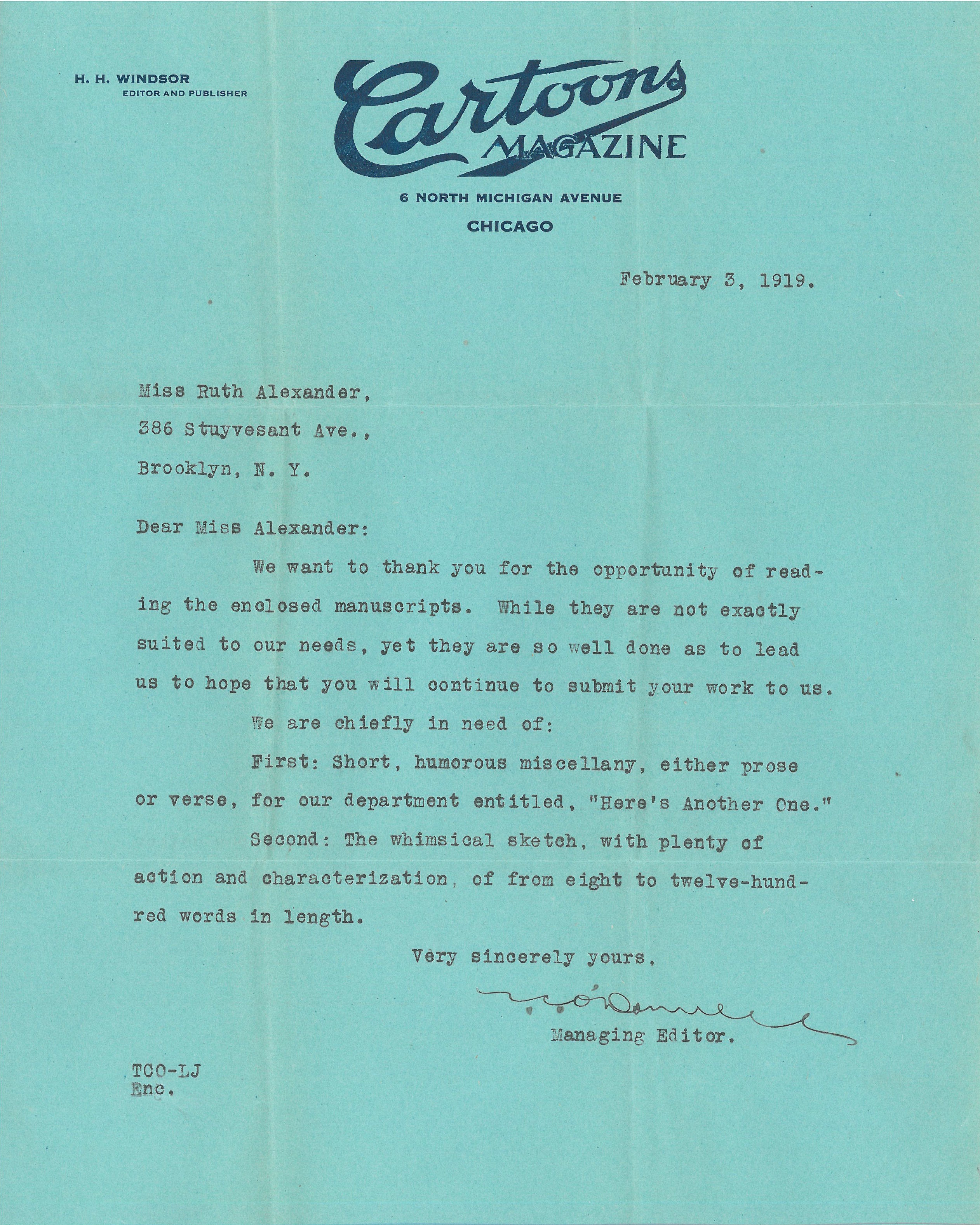 feb 1919 letter